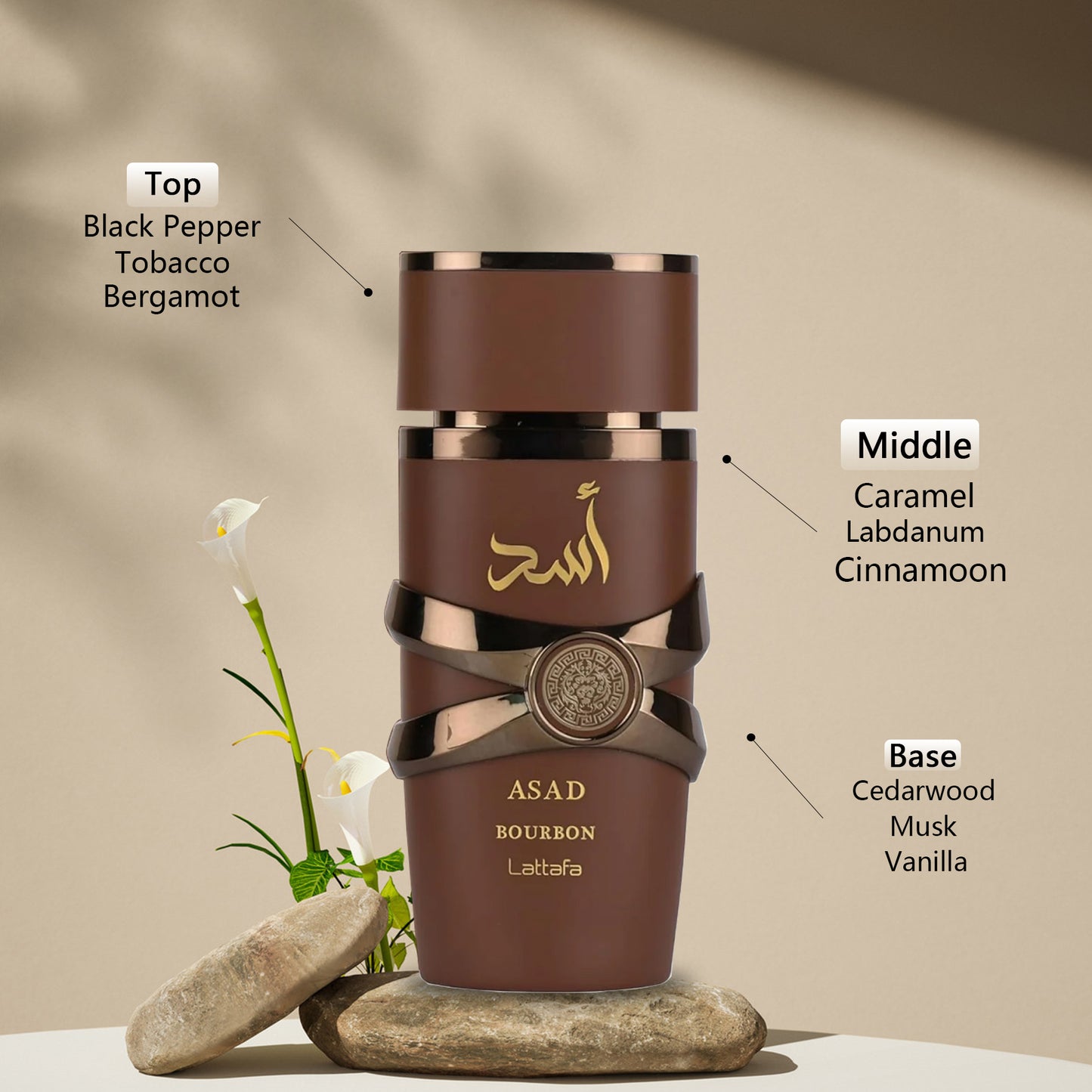 Asad Bourbon by Lattafa Eau de Parfum for Men – Long-Lasting, Warm Woody Scent – 3.4 oz (100ml)