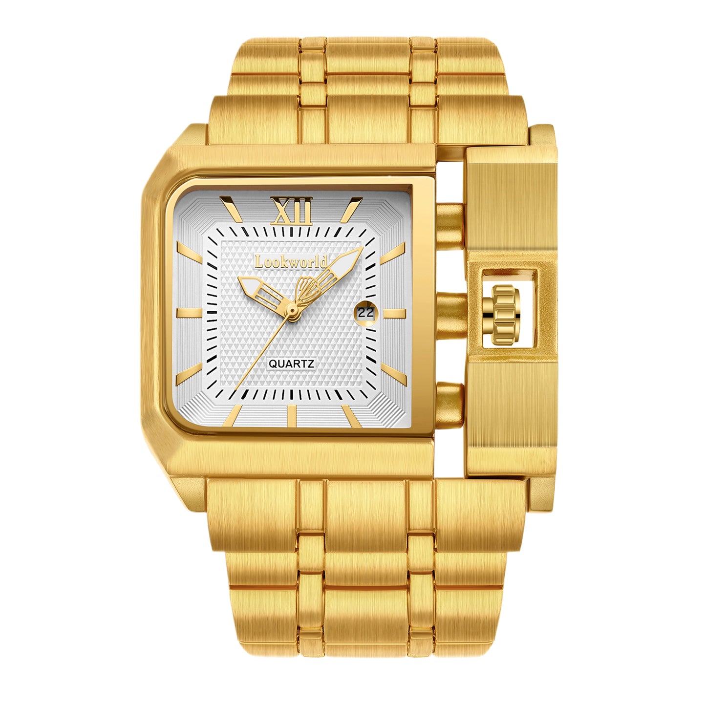 LOOKWORLD Men's Classic Business Luxury Watch - Square Blue and Gold Scales, High Quality Quartz Watch, Polishing Craftsmanship, Fashionable Men's Watch