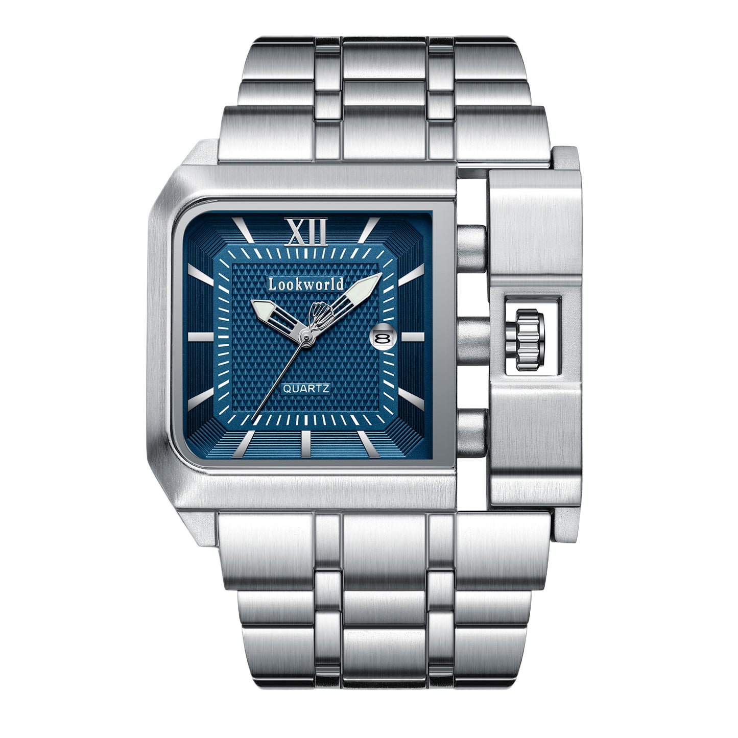 LOOKWORLD Men's Classic Business Luxury Watch - Square Blue and Gold Scales, High Quality Quartz Watch, Polishing Craftsmanship, Fashionable Men's Watch