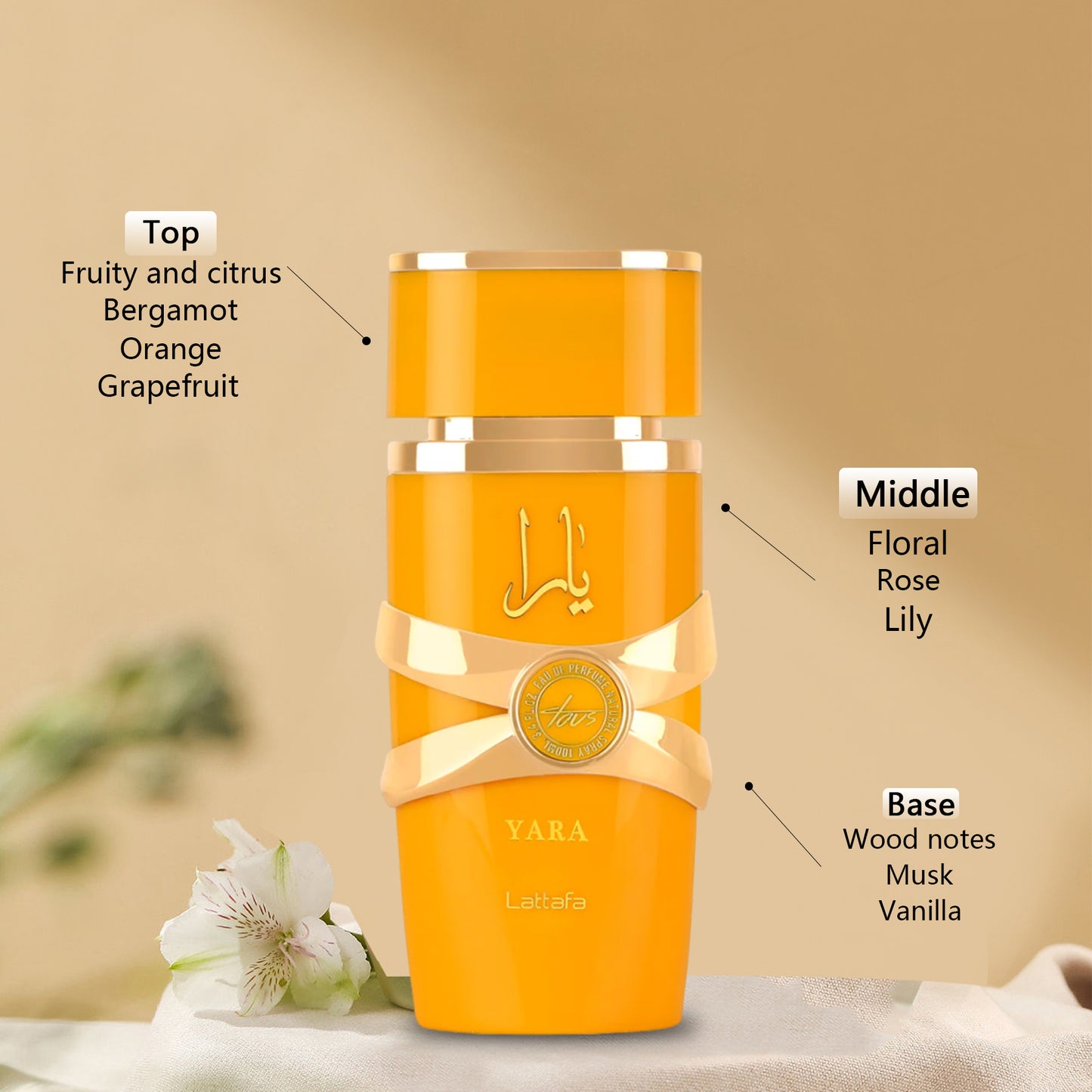 Lattafa Yara Tous - Tropical, Fruity, Floral, Vanilla - Eau de Parfum Long-Lasting Fragrance for Women, 3.40 Ounce / 100 ml