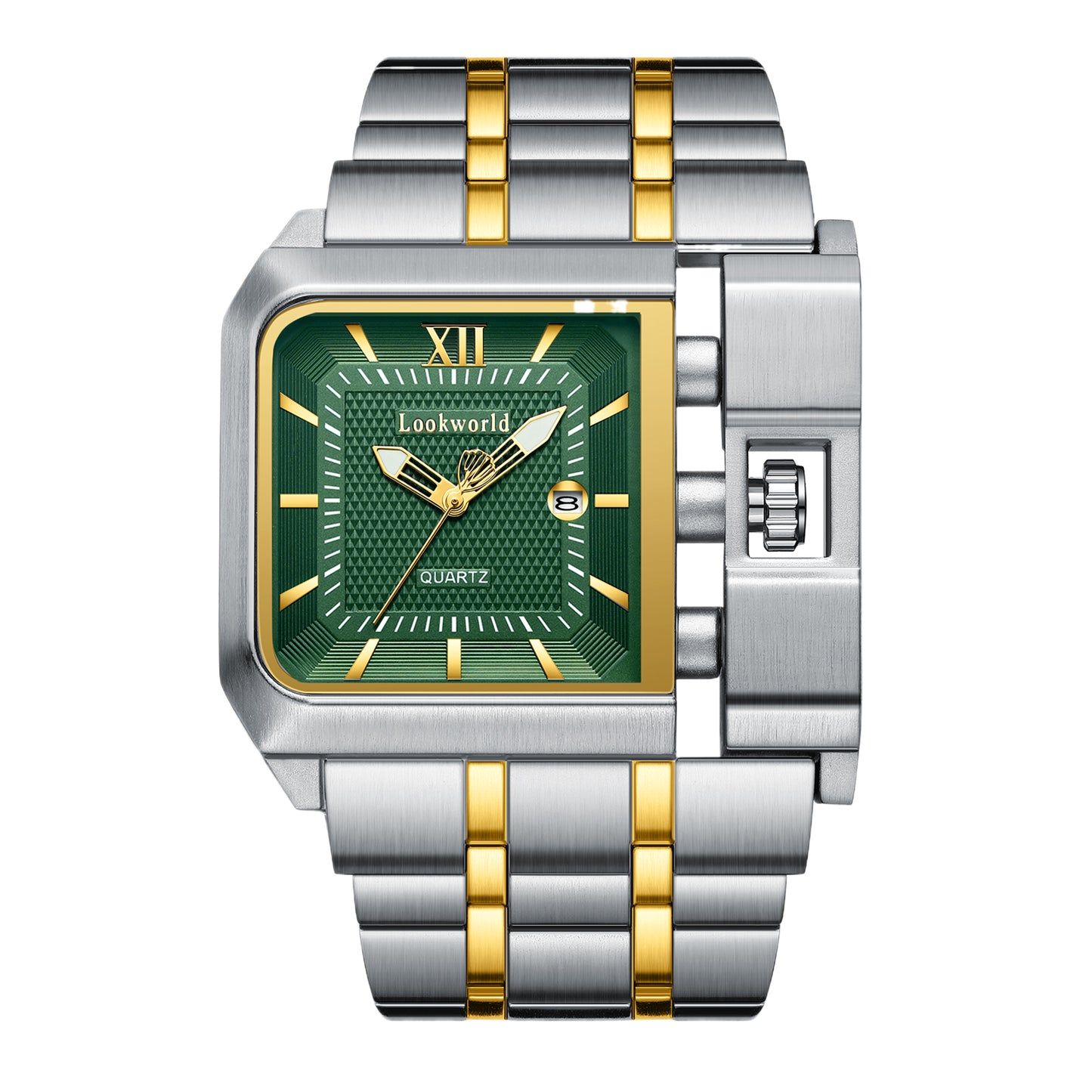 LOOKWORLD Men's Classic Business Luxury Watch - Square Blue and Gold Scales, High Quality Quartz Watch, Polishing Craftsmanship, Fashionable Men's Watch